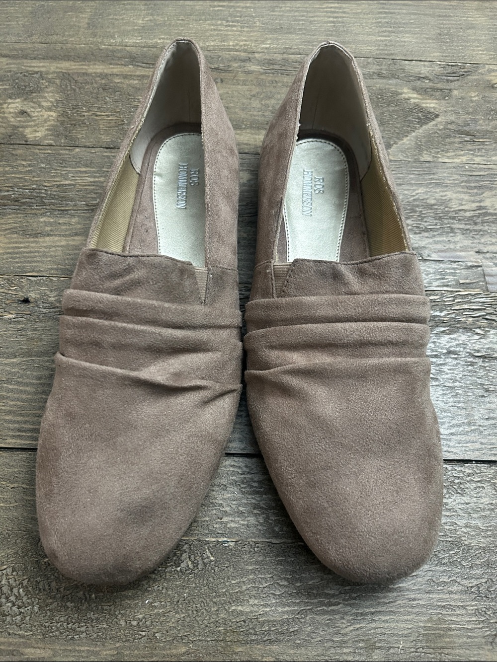 Ros Hommerson Suede Loafers in Taupe Brown